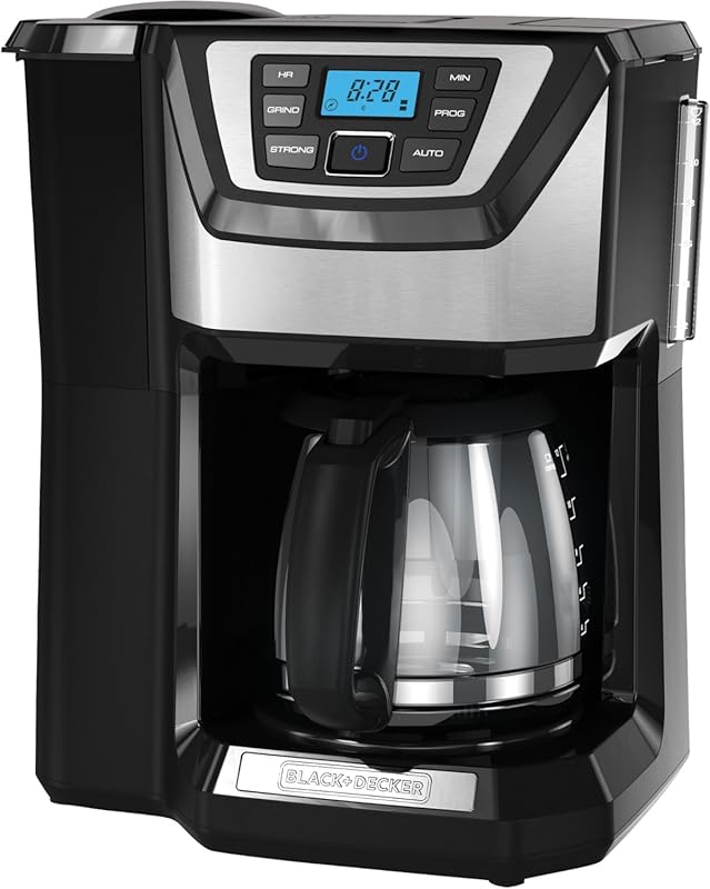 BLACK+DECKER 12-Cup Mill and Brew Coffeemaker with Built-In Grinder, B