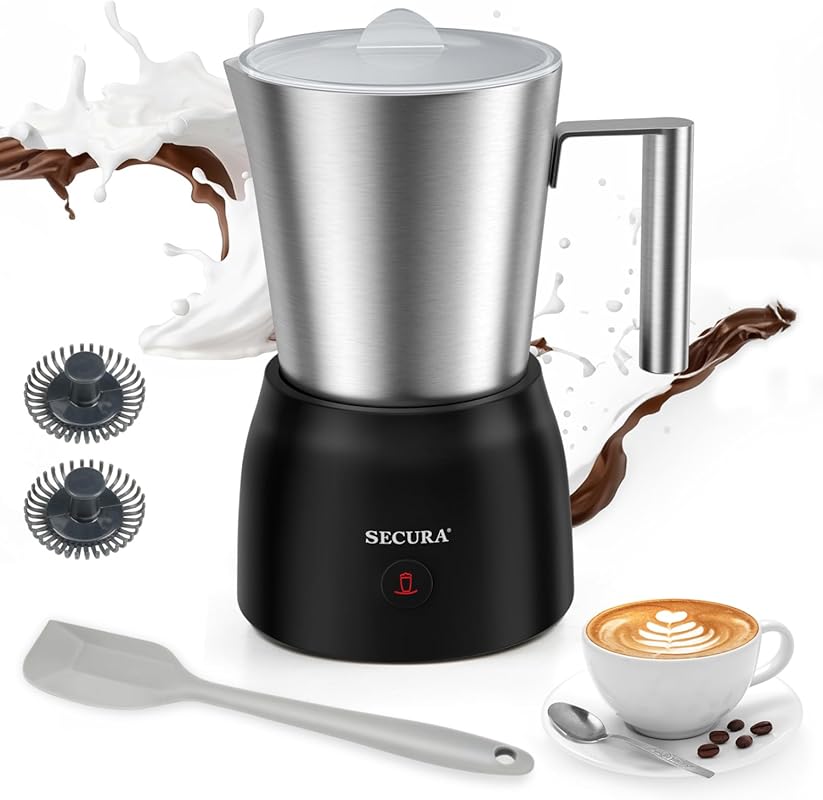 Secura 17oz Detachable Stainless Steel Electric Milk Frother with Upgr