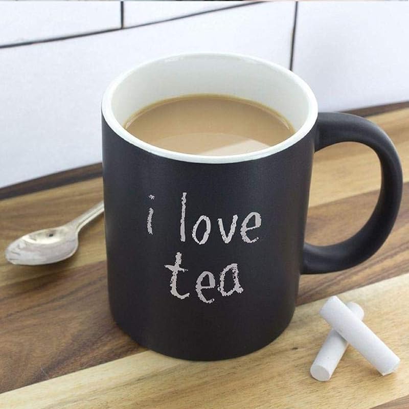 Personalized Chalkboard Ceramic Coffee Mug with Chalk Included, 300ml