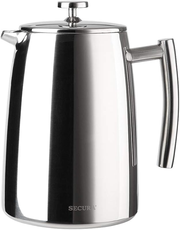 Secura 50 oz 304 Stainless Steel Insulated French Press with Extra Scr