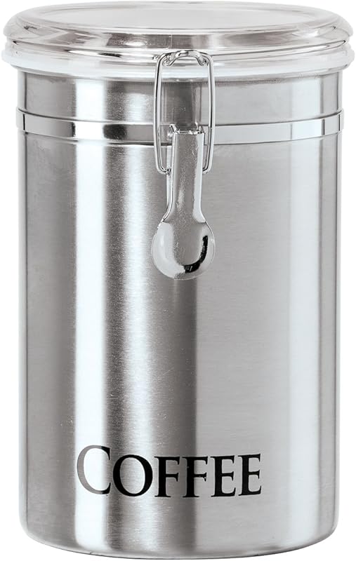Oggi Stainless Steel Coffee Canister 62oz with Airtight Clamp Lid and