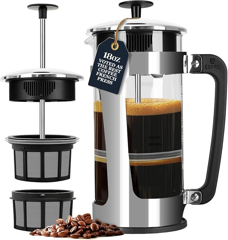 ESPRO P5 French Press Coffee Maker 18 oz with Patented Double Micro-Fi