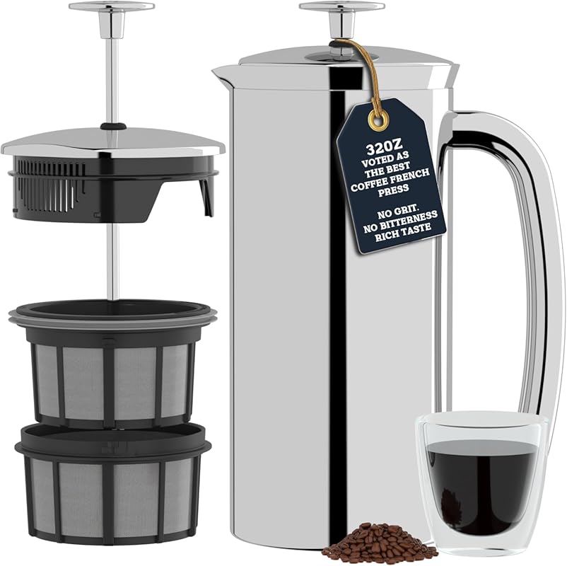 ESPRO P7 32oz Stainless Steel French Press with Patented Double-Walled