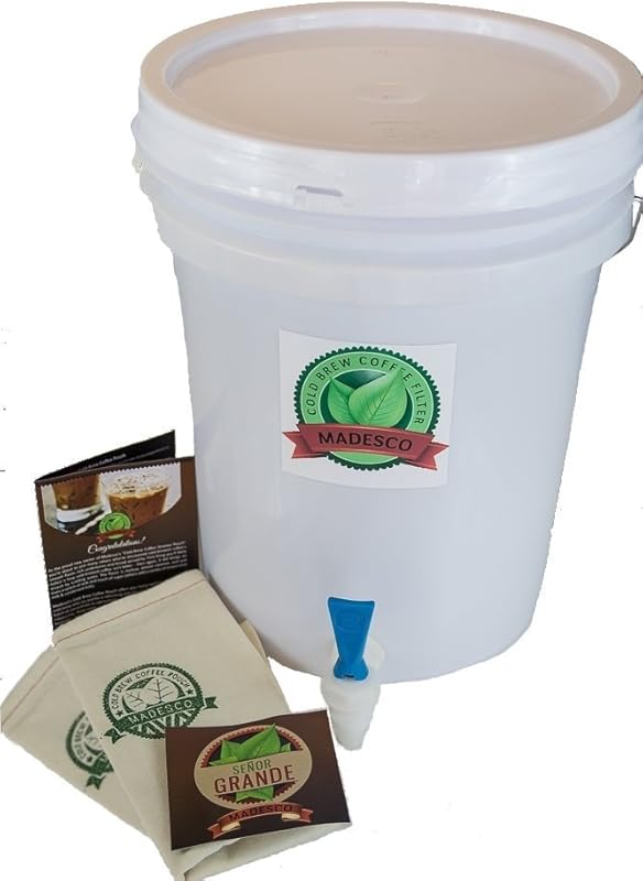 5 Gallon Commercial Cold Brew Brewer Dispenser with Spigot Lid Double 