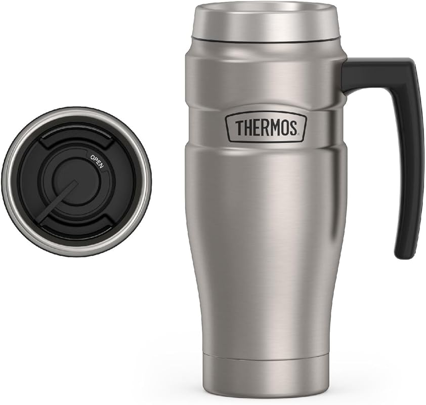THERMOS Stainless King 16oz Vacuum-Insulated Travel Mug with Handle, L