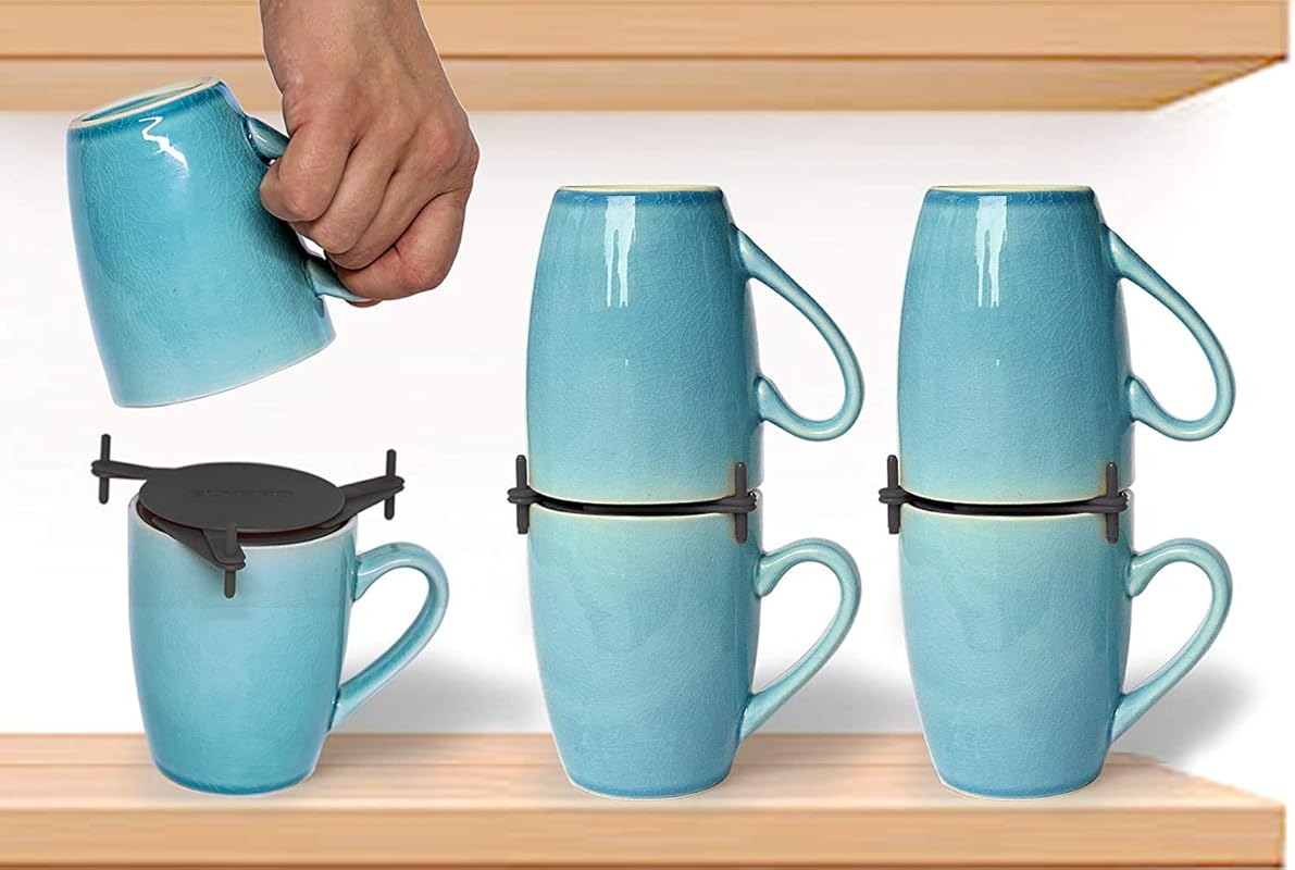 ELYPRO Expandable Stackable Coffee Mug Organizer for Kitchen Cabinets,