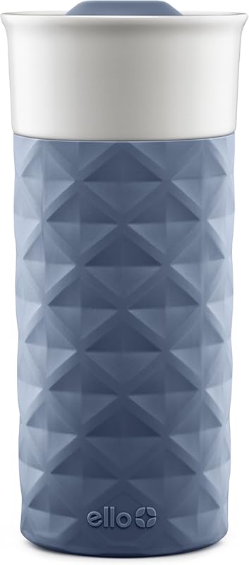 Ello Ogden 16 oz BPA-Free Ceramic Travel Mug with Lid, Evening Blue, D