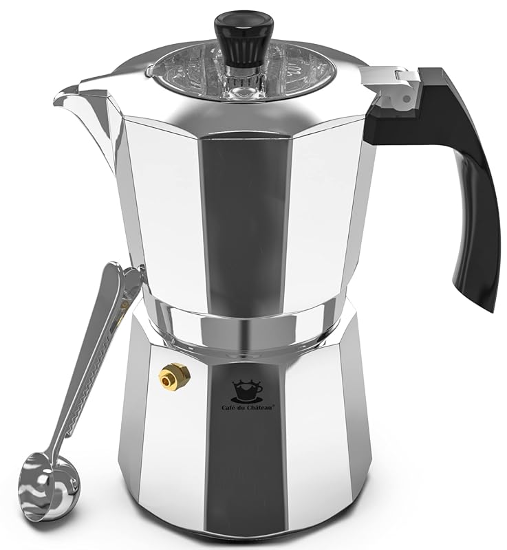 Cafe Du Chateau Moka Pot Espresso Maker for 6 Cups, Stovetop Percolato