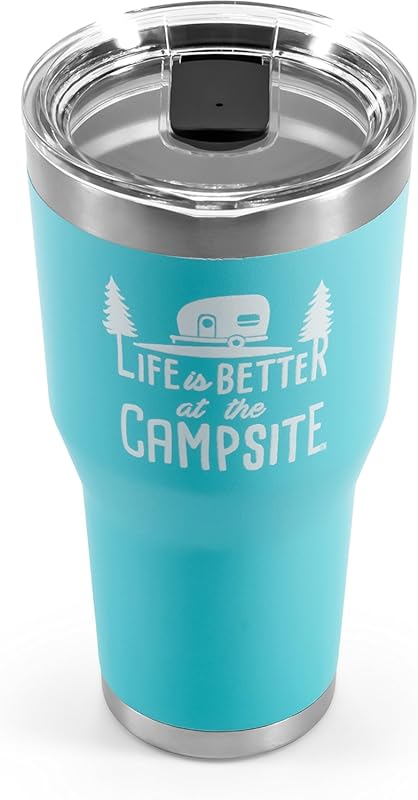 Camco 30oz Heavy Duty Double Wall Vacuum Insulated Stainless Steel Tum