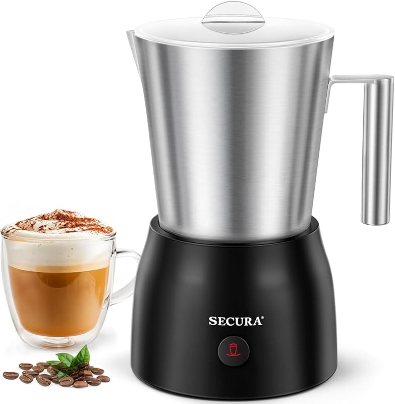 Secura 17oz Electric Milk Frother and Steamer, Stainless Steel Detacha