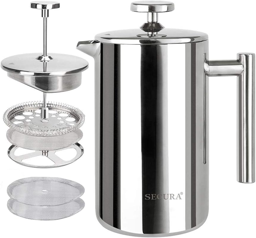 Secura 17oz French Press Coffee Maker, 304 Stainless Steel Insulated w