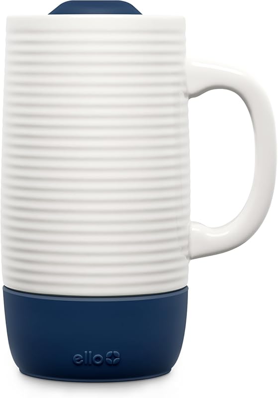Ello Jane 18 oz Ceramic Travel Mug with Handle, Splash-Resistant Slide