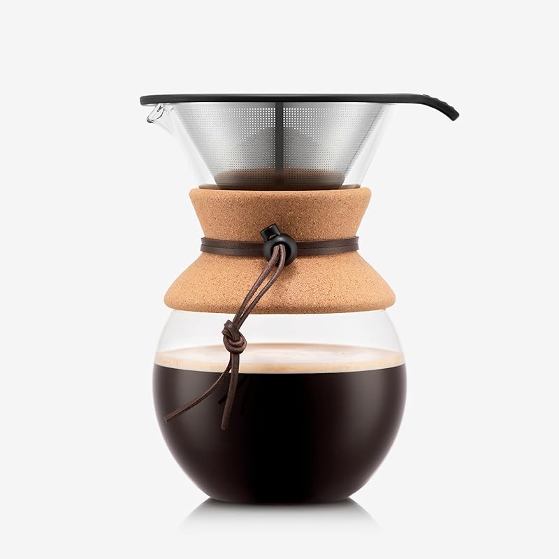 Bodum 34oz Pour Over Coffee Maker with Borosilicate Glass, Stainless S