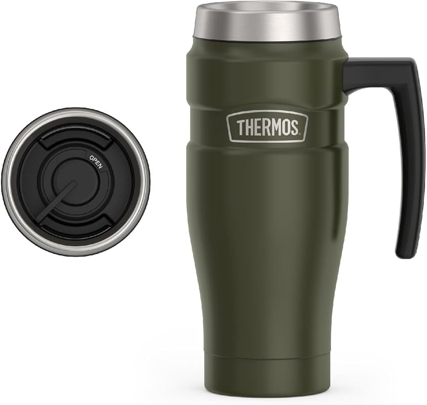 THERMOS Stainless King 16oz Vacuum-Insulated Travel Mug with Handle, L