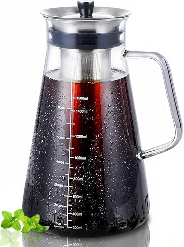Aquach 51oz Airtight Cold Brew Coffee Maker with Durable Borosilicate 