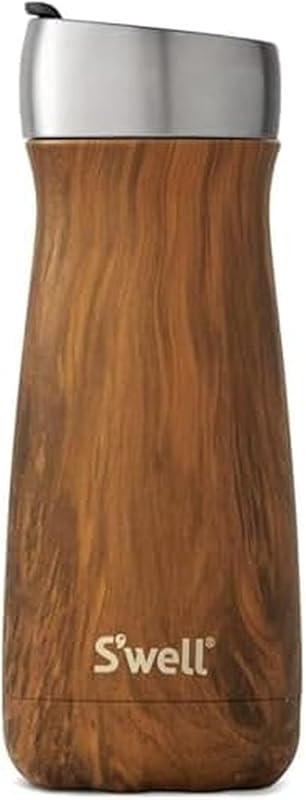 S'well 16oz Teakwood Stainless Steel Traveler with Commuter Lid, Vacuu