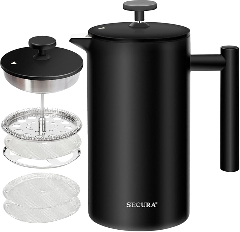 Secura 34oz Insulated Stainless Steel French Press Coffee Maker with 2
