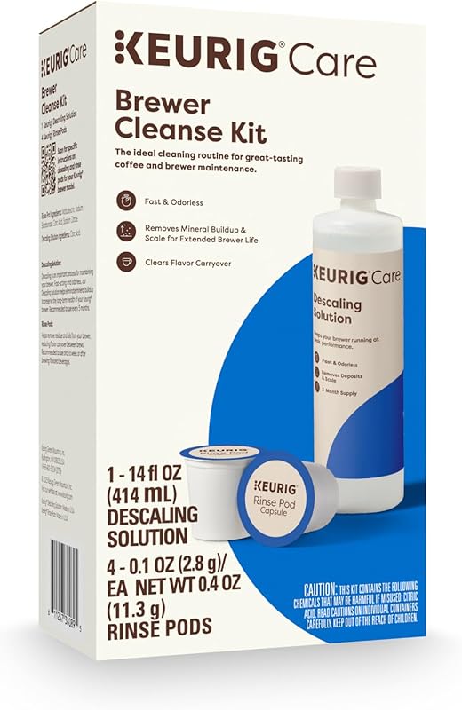 Keurig Brewer Cleanse Kit with Descaling Solution & Rinse Pods for Cla