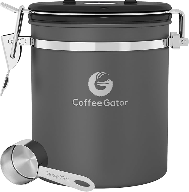 Coffee Gator 16oz Stainless Steel Coffee Canister with Date-Tracker, C