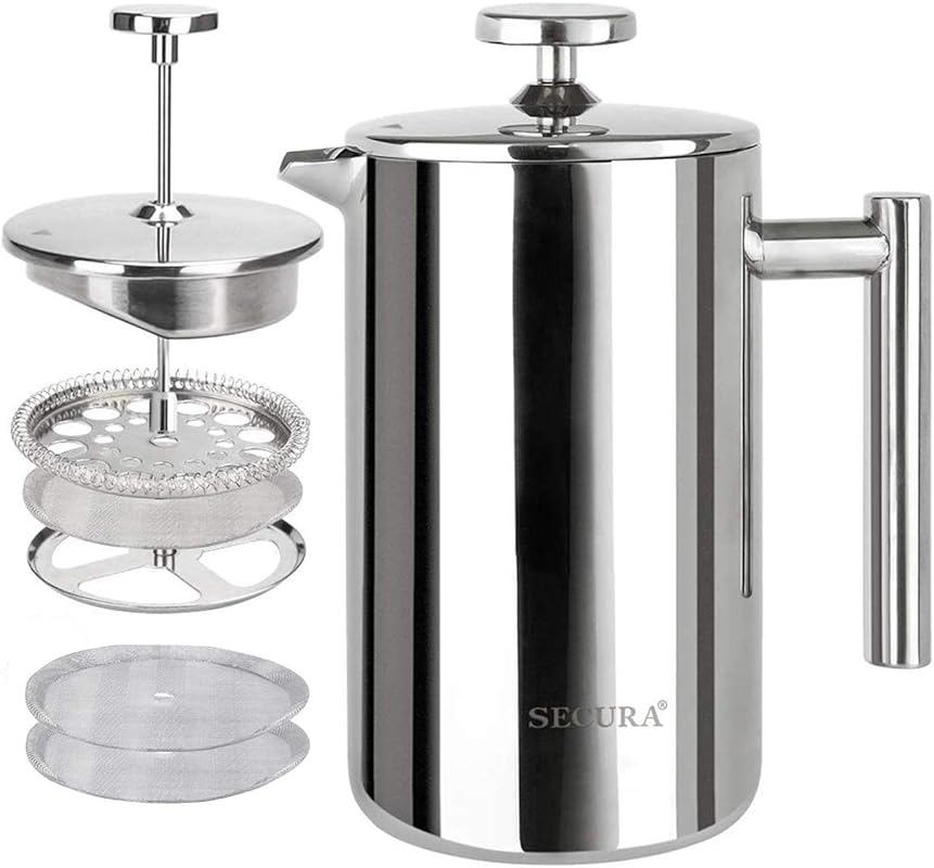 Secura 12oz French Press Coffee Maker with 304 Stainless Steel Insulat