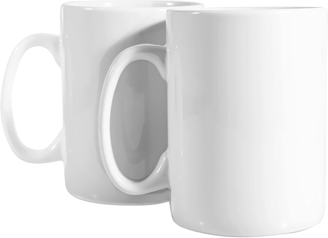 Set of 2 White 30oz Super Large Ceramic Coffee Mugs with Large Handles