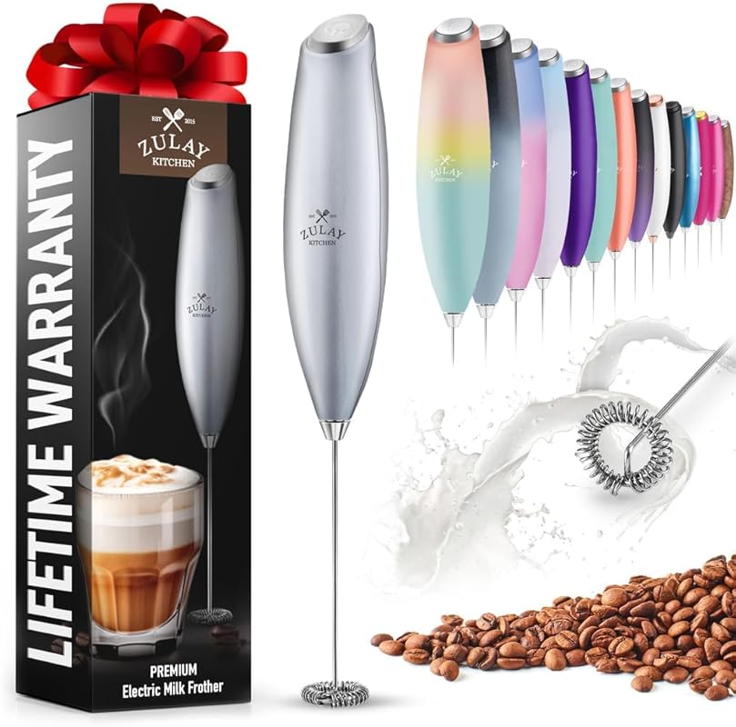Zulay Handheld Milk Frother with Upgraded Titanium Motor for Coffee, L