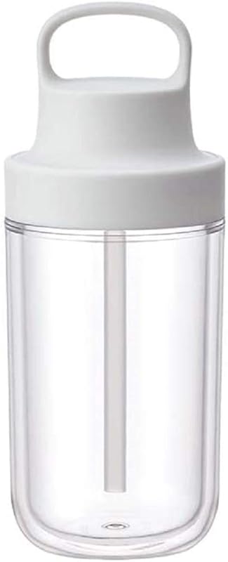 Kinto Togo Bottle 12.2 oz White with Straw, Lightweight, Dishwasher Sa
