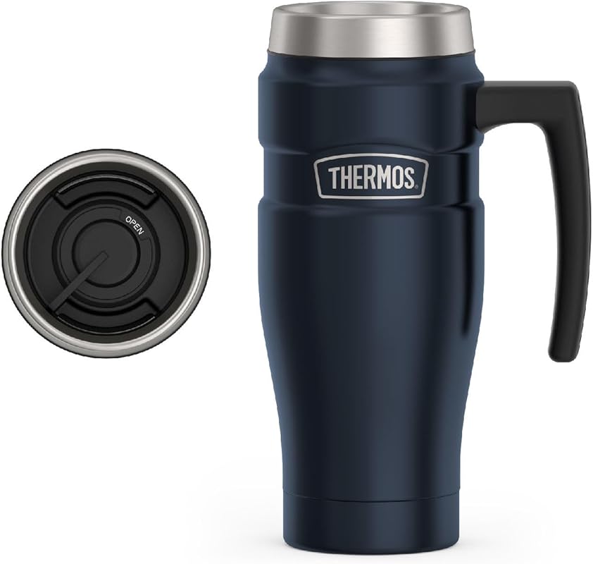 THERMOS Stainless King 16oz Vacuum-Insulated Travel Mug in Midnight Bl