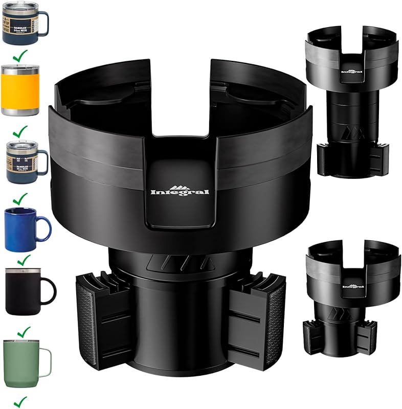Integral Expandable Car Cup Holder for YETI 14oz Rambler with Adjustab