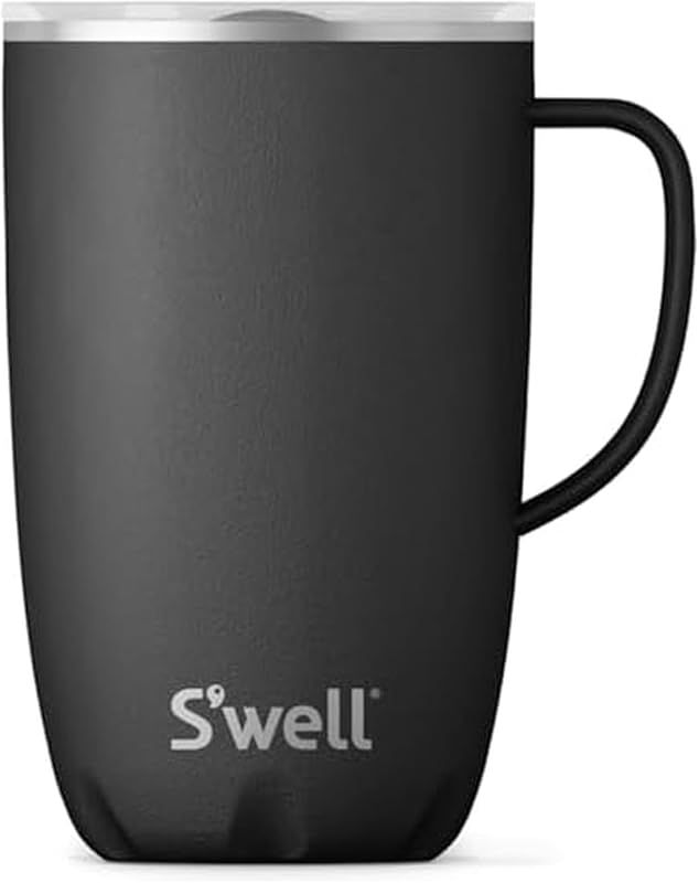 S'well 16oz Onyx Stainless Steel Mug with Handle, Triple-Layer Vacuum 