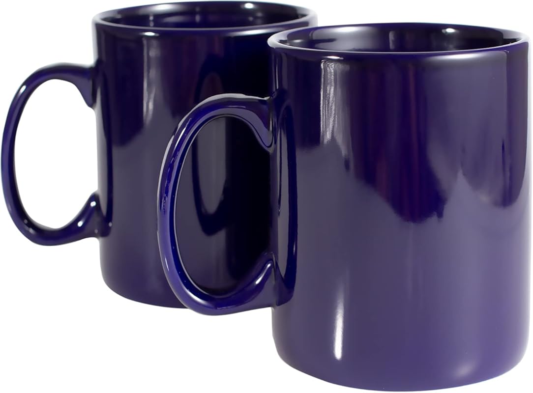 Set of 2 Cobalto 30 oz Super Large Ceramic Coffee Mugs with Large Hand