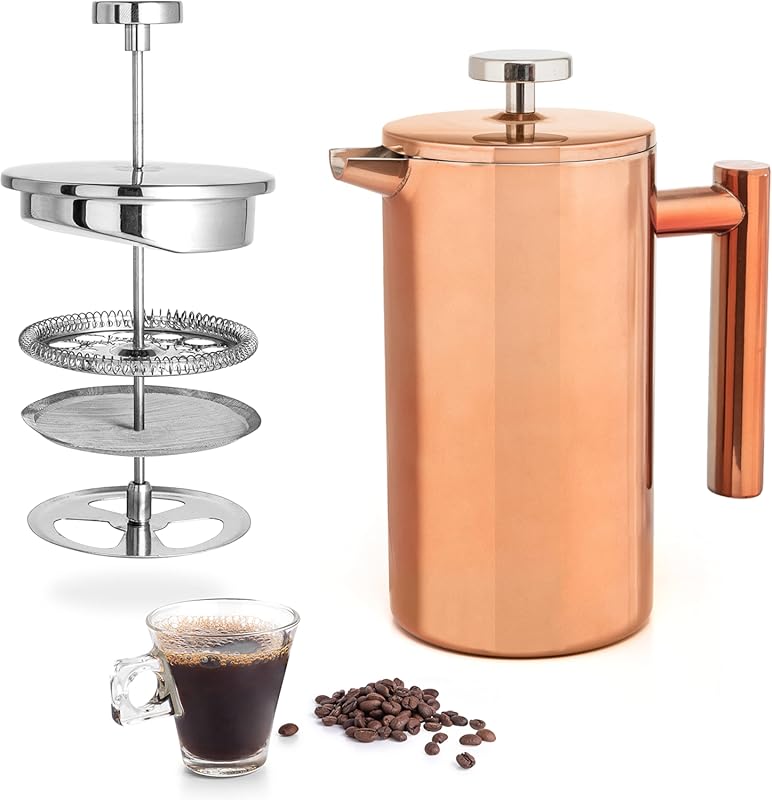 Mixpresso 26oz Double Wall Insulated Stainless Steel French Press Coff
