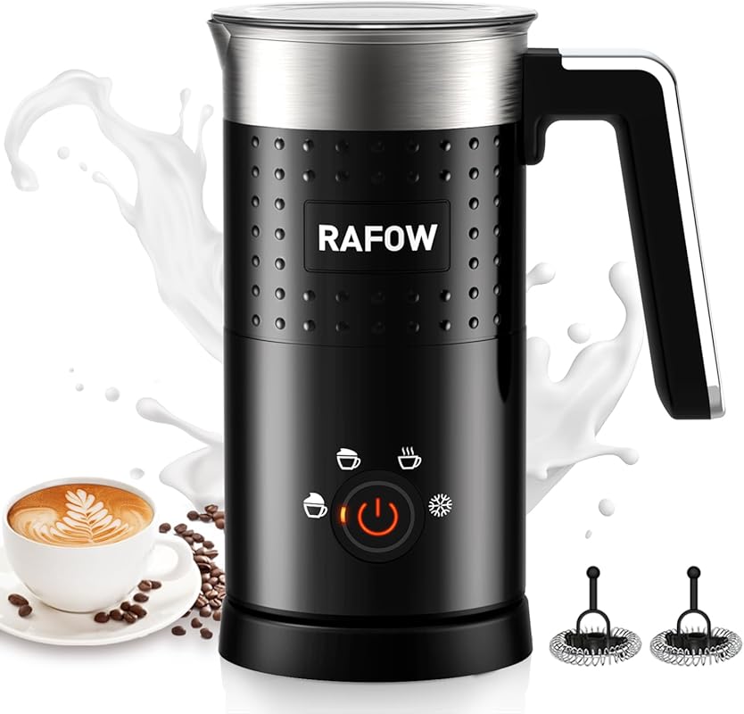 4-in-1 Electric Milk Frother with 10oz Capacity, Automatic Steamer and