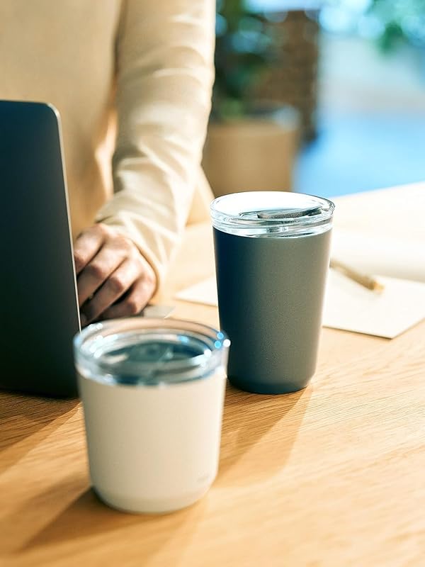 Kinto To-Go Tumbler 12.2 oz Silver with Leak-Resistant Plug, Durable a