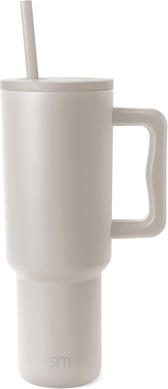 Simple Modern 40 oz Almond Birch Trek Tumbler with Handle, Straw Lid, 