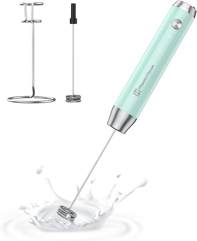 Maestri House LunaFro Rechargeable Milk Frother with Stand, Waterproof