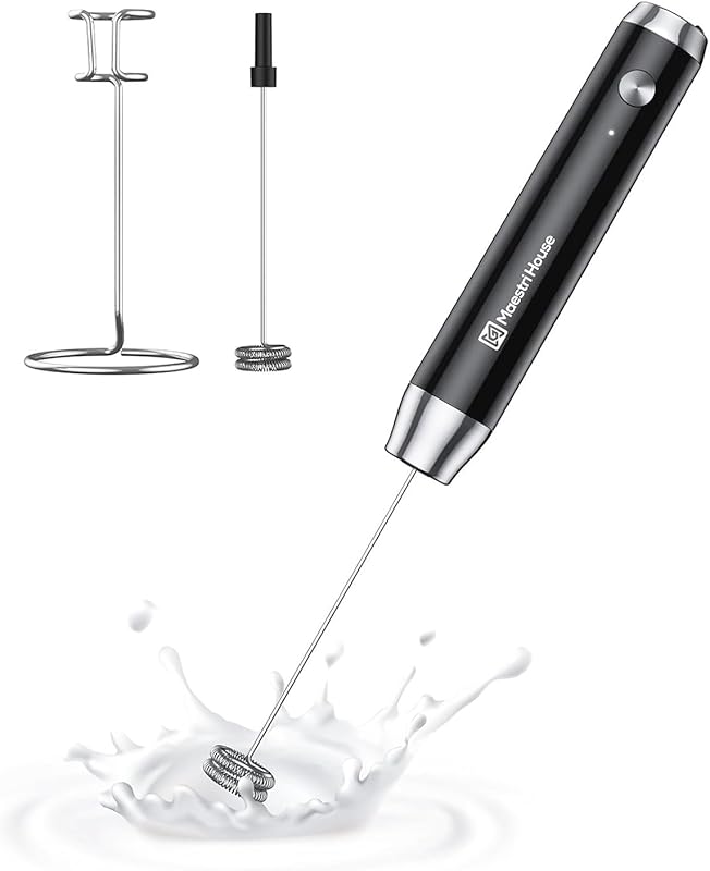 Maestri House LunaFro Rechargeable Handheld Milk Frother with Stand an