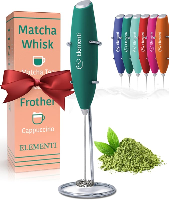 Elementi Matcha Whisk & Frother Set - Powerful Electric Mixer for Easy