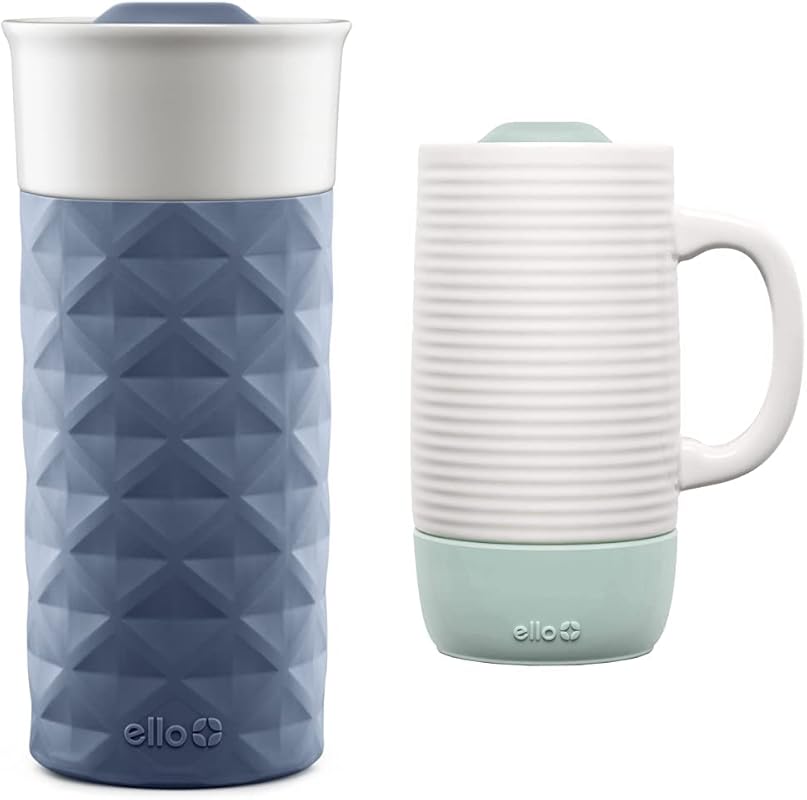 Ello Jane 18 oz Ceramic Travel Mug with Handle, Splash-Resistant Lid, 