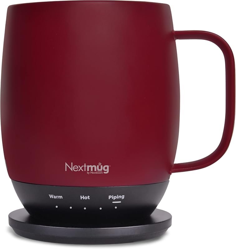 Nextmug 14oz Temperature-Controlled Self-Heating Coffee Mug in Burgund