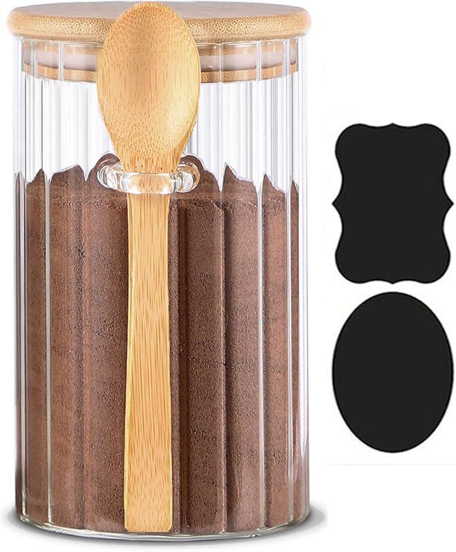24oz Airtight Glass Jar with Bamboo Lid and Spoon, Food Storage Contai