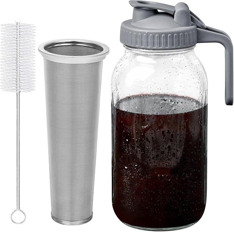 OneDream 64 oz Stainless Steel Filter Cold Brew Coffee Maker Pitcher,