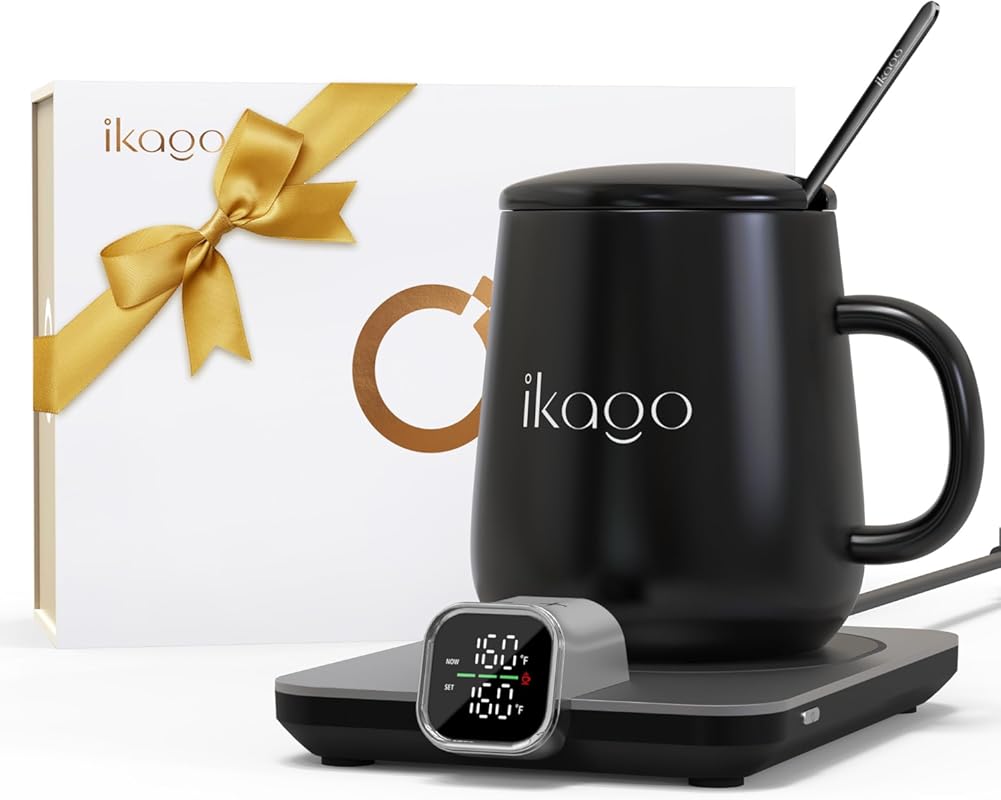 iKago 15oz Ceramic Coffee Mug Warmer with Accurate Temp Control, Auto