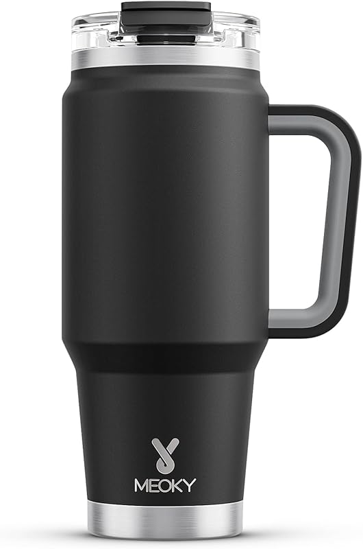 Meoky 32 oz Insulated Stainless Steel Tumbler with Handle, Lid, Straw,