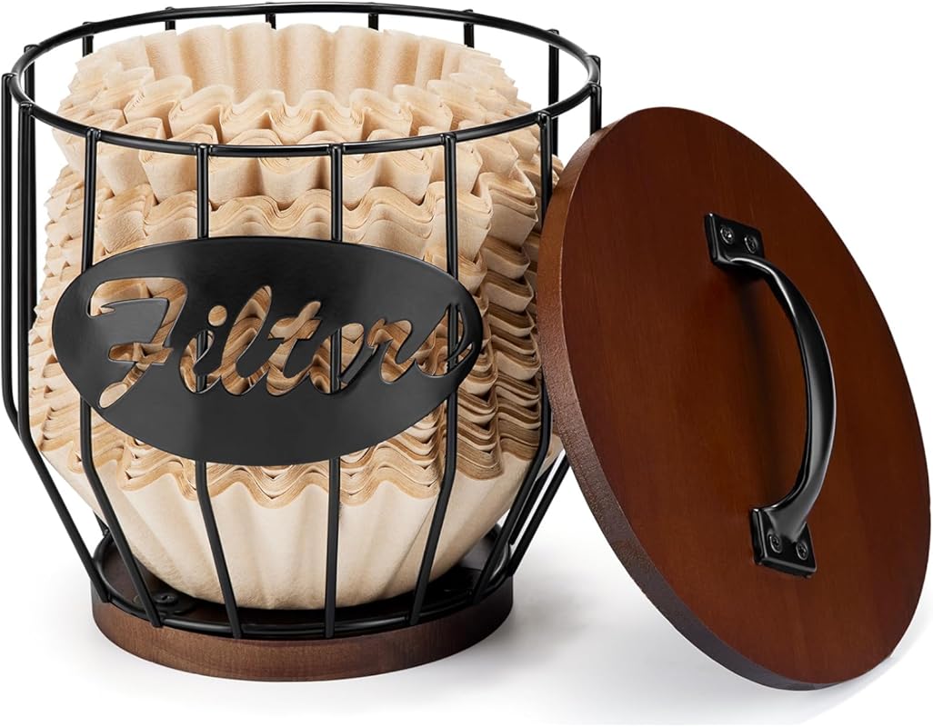 Yangbaga Black Wire Coffee Filter Holder for 8-12 Cup Filters with Woo