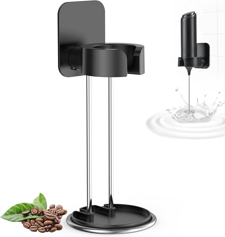 DERGUAM Battery Operated Handheld Milk Frother with Stand, Mini Electr