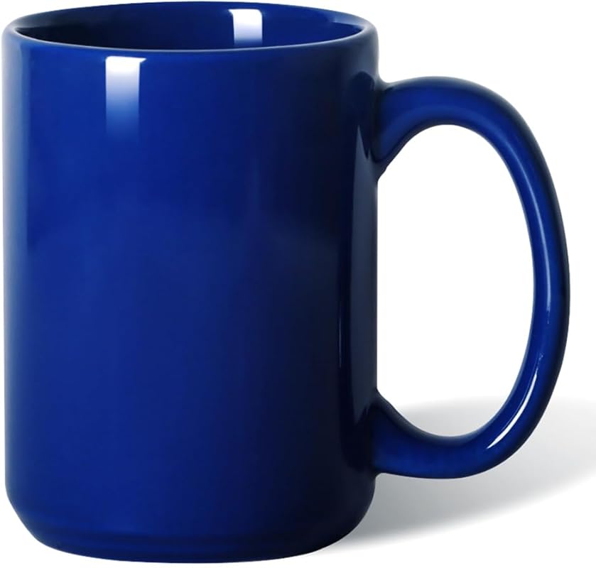 Smilatte 16oz Blue Porcelain Coffee Mug with Large Handle, Classic Cer