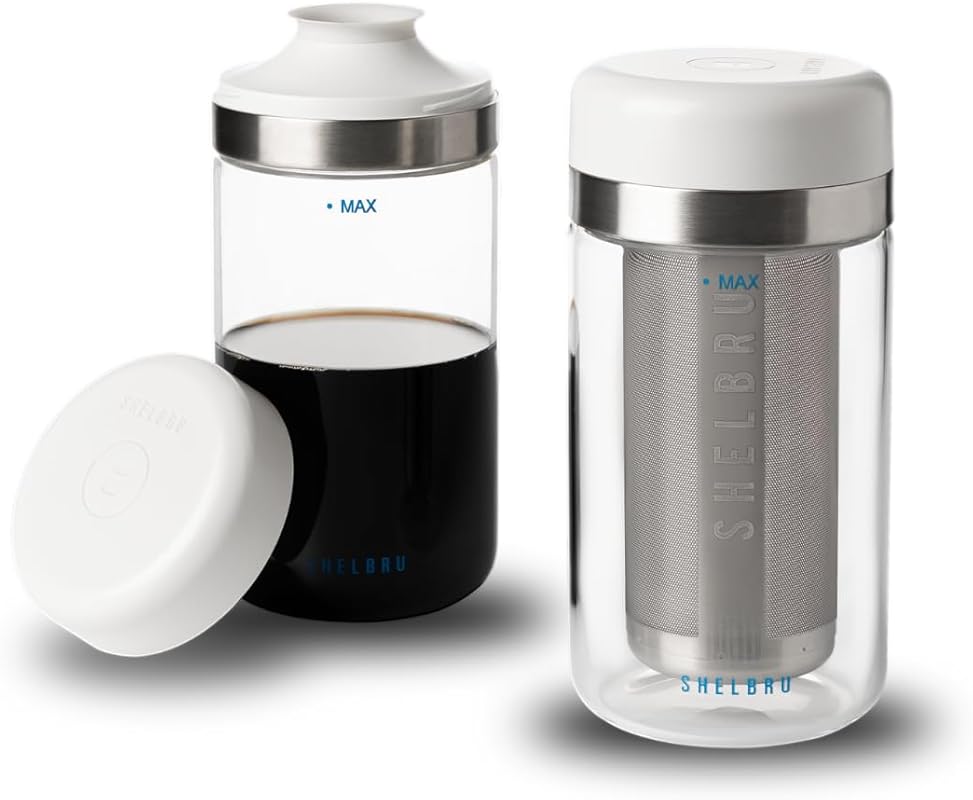 Cold Brew Coffee Maker Set with Brewer & Carafe, 12 Servings, Reusable