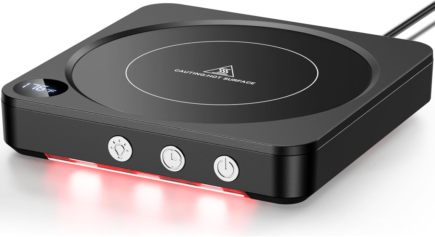 36W Black Coffee Mug Warmer with Temperature Display, 2-12H Auto Shut