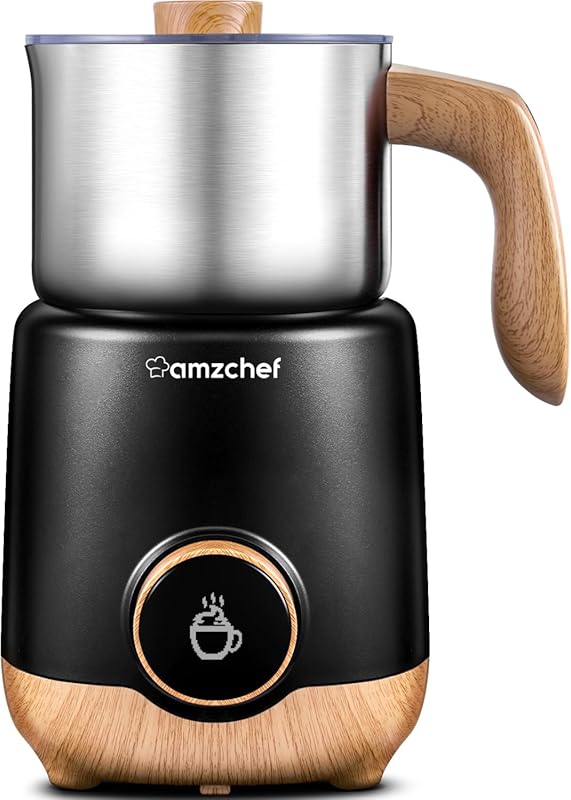 AMZCHEF 8-IN-1 Milk Frother and Steamer, 21 oz Stainless Steel, 550W A